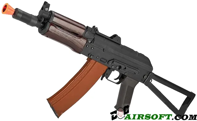 CYMA Standard Stamped Metal AK74U Airsoft AEG Rifle w/ Steel Folding Stock and Wood Furniture